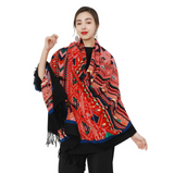 Anyyou 100% Merino Wool Red Neck Wrap Silk Satin Large Winter Scarf Pashmina Shawl Bandana Perfect For Women Ladies Fashion Style
