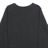 ADIDAS Womens Black Cotton Crew Neck Sweatshirt UK 12 Classic Logo Pullover