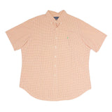 RALPH LAUREN Mens Orange & White Check Shirt XL Cotton Blend Button Down Short