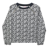 TED BAKER Womens Black & White Floral Print Crew Neck M Cotton Blend Sweatshirt