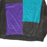 ALFRED DUNNER Mens Black & Purple & Turquoise Crew Neck M Colourblock Sweatshirt
