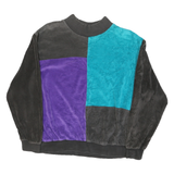 ALFRED DUNNER Mens Black & Purple & Turquoise Crew Neck M Colourblock Sweatshirt