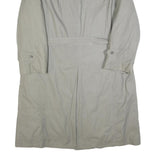 BUGATTI Mens Light Grey Cotton Blend Trench Jacket L Button Closure Classic Fit