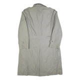 BUGATTI Mens Light Grey Cotton Blend Trench Jacket L Button Closure Classic Fit