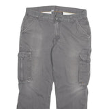 CARHARTT Mens Grey Relaxed Cargo Trousers W36 L30 Cotton Blend Zip Closure