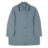 Womens Blue Button Jacket UK 16 Polyester Blend Plain Classic Fit Casual