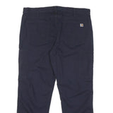 CARHARTT Mens Navy Blue Regular Fit Straight Leg Trousers W36 L29 Cotton Blend
