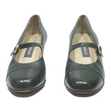 BALLY Womens Green Leather Mary Jane Heels UK 5.5 Stylish Comfortable Classic