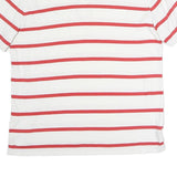 TOMMY HILFIGER Mens White & Red Striped Cotton Short Sleeve Polo Shirt L