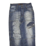 Mens Relaxed Blue Denim Plain Cotton Blend Zip W30 L30 Casual Streetwear Jeans