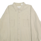 PIER CONNECTION Mens Beige Cotton Shirt XL Button Down Casual Long Sleeve