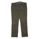 NILE Womens Cotton Blend Regular Fit Straight Olive Green Trousers W35 L30