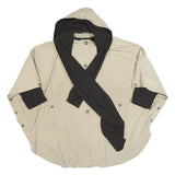 GOLDIX Womens Beige & Black Hooded Button Cotton Blend Jacket XL Casual Stylish