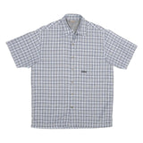 Mens Grey Check Shirt S Casual Lightweight Polyester Blend Summer Shirt