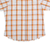 WRANGLER Mens Orange & White Check Shirt XL Cotton Blend Casual Western Style