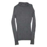 INC Womens Grey Plain Jumper Roll Neck Basic Knit M Ribbed Stretch Fit