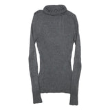 INC Womens Grey Plain Jumper Roll Neck Basic Knit M Ribbed Stretch Fit