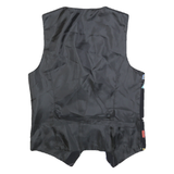 Womens Black Multicoloured Abstract Print Waistcoat S Viscose Button Plain