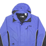 FILA Mens Blue & Black Outdoor Jacket L Polyester Blend Zip Hooded Sport