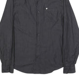 GUESS Mens Black Slim Fit Shirt S Cotton Blend Long Sleeve Stylish Casual