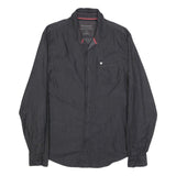 GUESS Mens Black Slim Fit Shirt S Cotton Blend Long Sleeve Stylish Casual