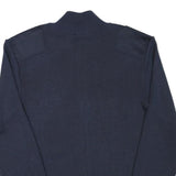 BLS Mens Navy Blue Plain Full Zip Wool Blend Jumper XS Military Style Pockets
