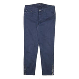 TOMMY HILFIGER Womens Cotton Blend Navy Slim Slim Leg Trousers W32 L25 Zipper