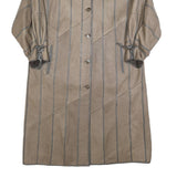 Womens Beige Leather Jacket M Button Front Fur Collar Plain Classic Fit