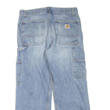 CARHARTT Mens Jeans Blue Regular Straight Denim Light W34 L28 Workwear Zip