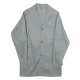 Mens Grey Button Jacket M Polyester Blend Plain Workwear Classic Fit