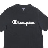 CHAMPION Mens Black Graphic T-Shirt M Short Sleeve Crew Neck Logo Print