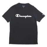 CHAMPION Mens Black Graphic T-Shirt M Short Sleeve Crew Neck Logo Print