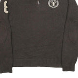 TOMMY HILFIGER Mens Brown Pullover Jumper Patterned Half Zip Rib Knit L Zip Neck