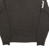 TOMMY HILFIGER Mens Brown Pullover Jumper Patterned Half Zip Rib Knit L Zip Neck