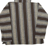 EARTH RAGZ Mens Brown & Cream Striped Pullover Hoodie S Mexican Baja Style