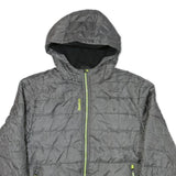 REEBOK Womens Grey Hooded Zip Jacket M Polyester Blend Quilted Lightweight