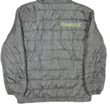 REEBOK Womens Grey Hooded Zip Jacket M Polyester Blend Quilted Lightweight