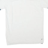 LEE Mens White & Blue Short Sleeve Logo Embroidered Polo Shirt L Cotton Blend