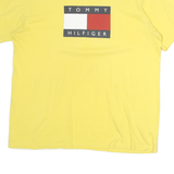TOMMY HILFIGER Mens Yellow T-Shirt L Short Sleeve Crew Neck Logo Print
