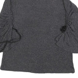 JUICY COUTURE Womens Black Sparkle Plain Crew Neck Chunky Knit M Jumper