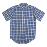 WRANGLER Mens Blue & Cream Check Shirt M Button Short Sleeve Cotton Casual