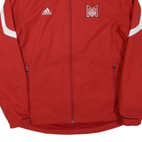 ADIDAS Mens Red White M Embroidered Polyester Blend Zip Jacket S Track Sports