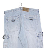 Mens Light Blue Cargo Shorts XL W38 Cotton Blend Relaxed Fit Multi-Pocket Casual