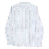 TOMMY HILFIGER Womens White & Multi Stripe Shirt L Cotton Blend Button Up Casual