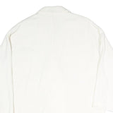 ZARA Womens White Double Breasted Jacket L Cotton Blend Classic Button Closure