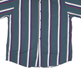 VAN HEUSEN Mens Blue White & Red Striped Cotton Blend Shirt L Stylish Summer