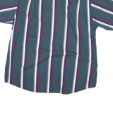 VAN HEUSEN Mens Blue White & Red Striped Cotton Blend Shirt L Stylish Summer