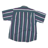 VAN HEUSEN Mens Blue White & Red Striped Cotton Blend Shirt L Stylish Summer