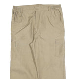 Mens Lined Cotton Blend Beige Relaxed Cargo Trousers W38 L26 Casual Workwear Zip