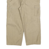 Mens Lined Cotton Blend Beige Relaxed Cargo Trousers W38 L26 Casual Workwear Zip